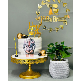 Refined Suit-Inspired Birthday Cake with Elegant Details