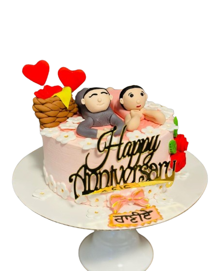 Fondant Couple Anniversary Cake